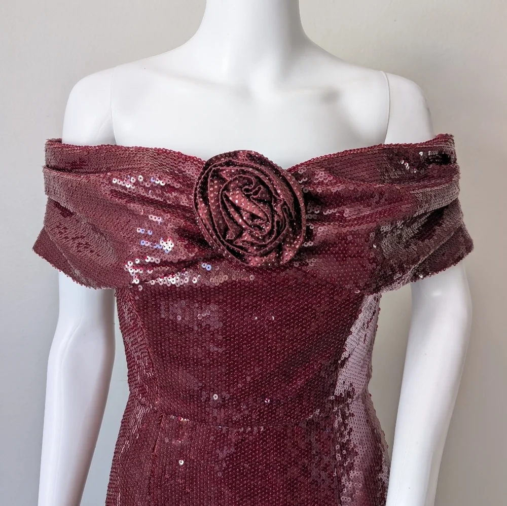 Rebecca Vallance X Nicky Hilton 4 Burgundy Sequin Mini Dress Celebrity formal